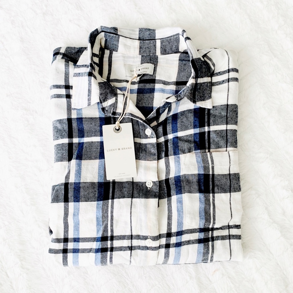 Lucky Brand // NWT soft boyfriend plaid - Picture 1 of 8